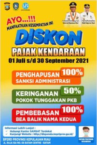 Mulai 1 Juli Samsat Kepri Bersama Pemprov Kepri Hapus Denda Pajak Kendaraan Bermotor