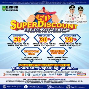 Wali Kota Batam Berikan Diskon Sampai 50 Persen dan Penghapusan Denda PBB-P2