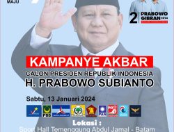 Prabowo Subianto Menghadiri Silaturahmi Relawan Batam, Besok